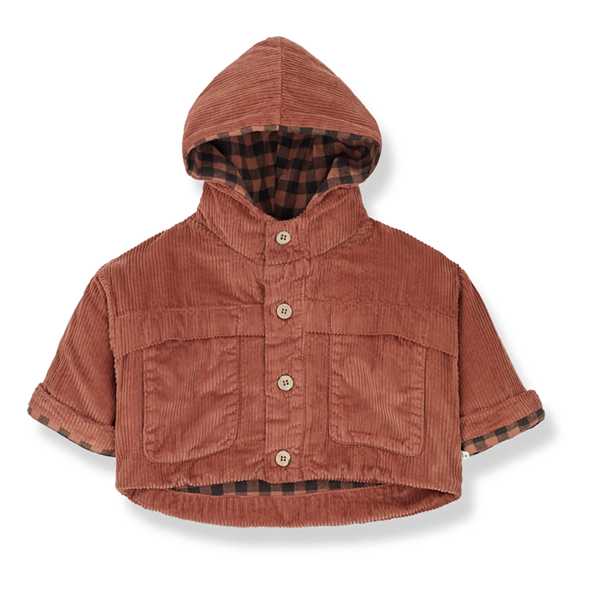 1+ In The Family Terracotta Kurt Corduroy Hooded Jacket