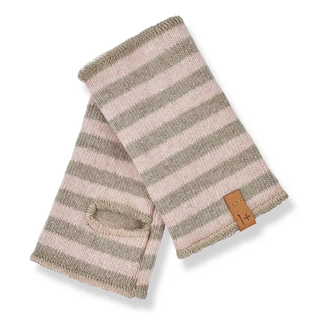 Elsa Striped Recycled Fibre Mittens | Pale pink