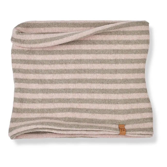 Eli Striped Recycled Fibre Snood | Pale pink