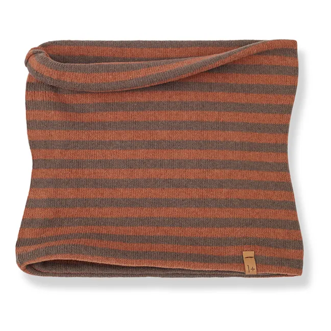 Eli Striped Recycled Fibre Snood | Brown