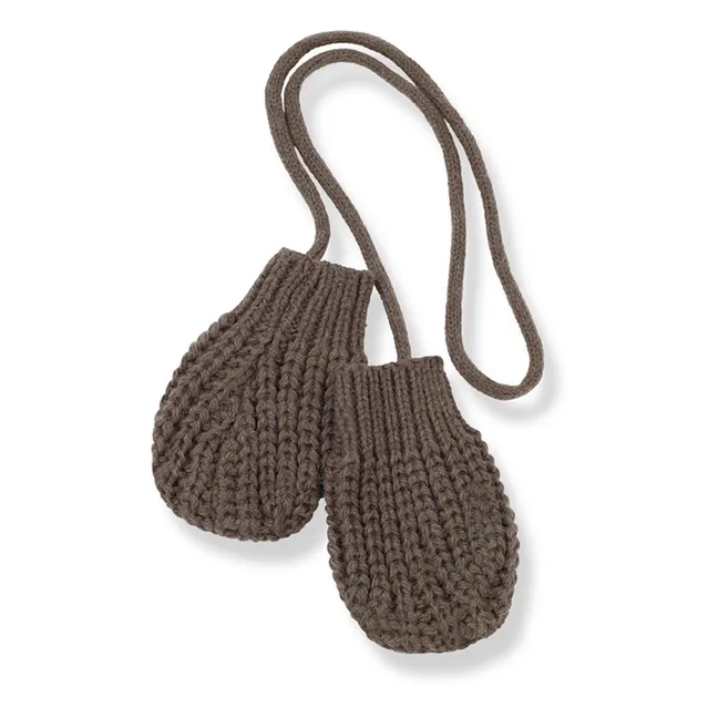 Half Knit Mittens | Brown