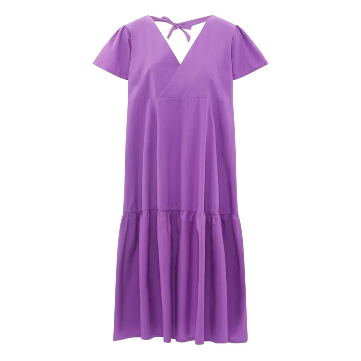 Women's Organic Poplin Ruffled Midi Dress | Purple- Product image n°0