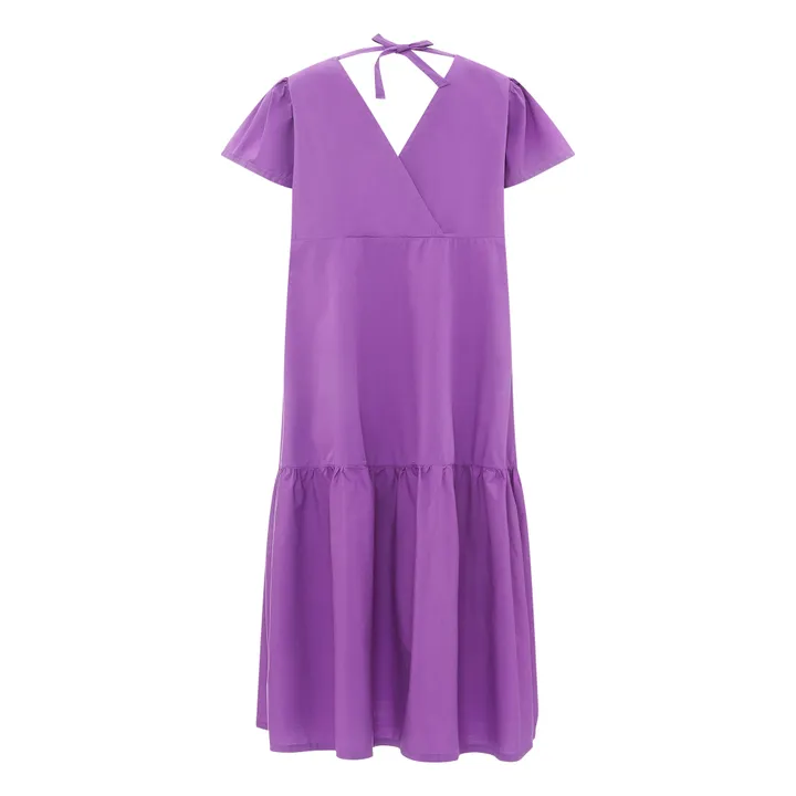 Women's Organic Poplin Ruffled Midi Dress | Purple- Product image n°1