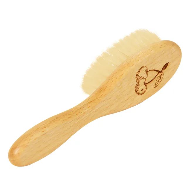 Spazzola per capelli in faggio e setile di seta, motivo: ciliegia