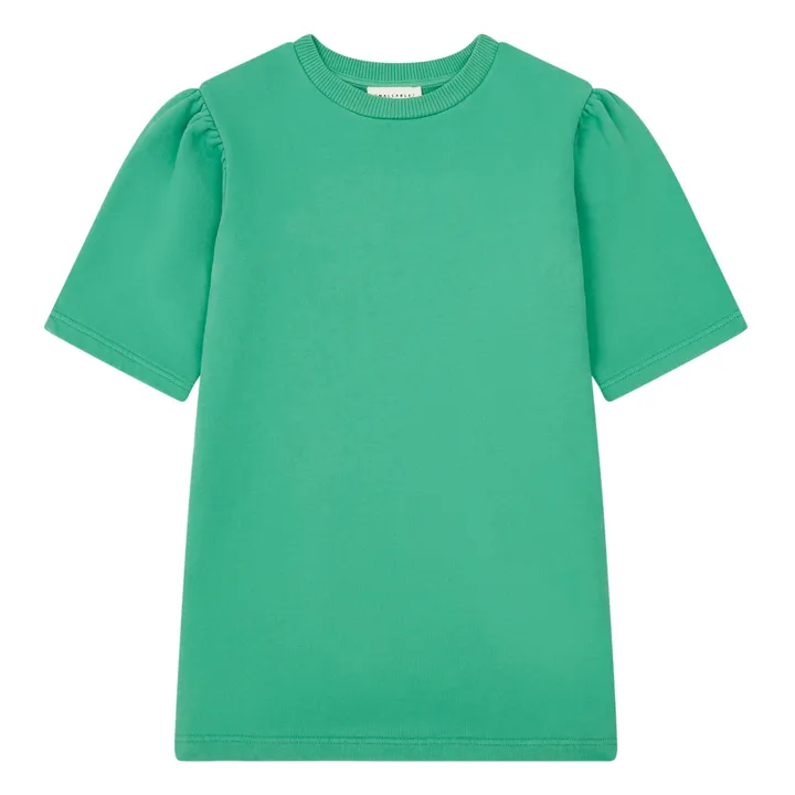 Girl's Organic Fleece Dress with Loose Sleeves | Green- Product image n°0