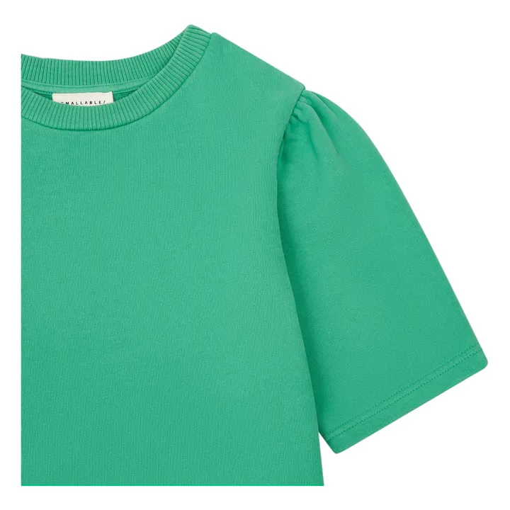 Vestido de niña con mangas amplias de vellón orgánico | Verde- Imagen del producto n°1