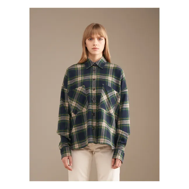 Chemise Charlize Carreaux Laine - Collection Femme | Bleu