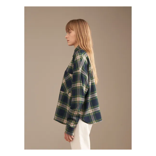 Chemise Charlize Carreaux Laine - Collection Femme | Bleu