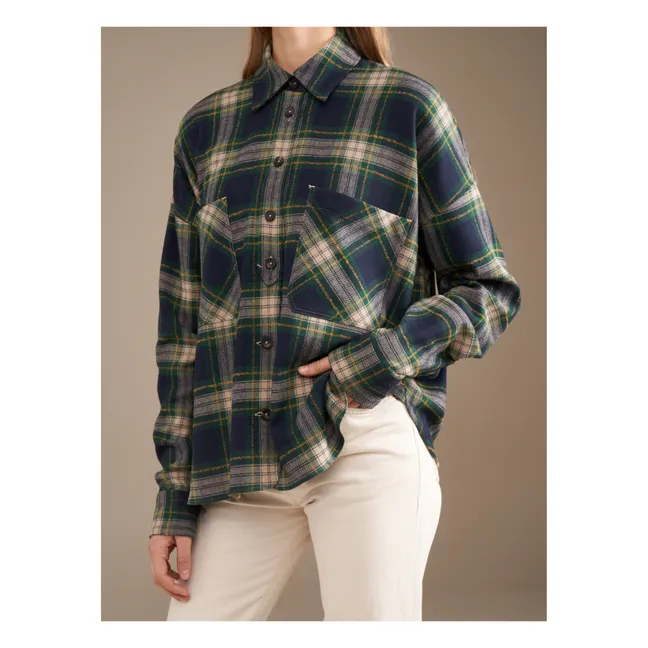 Chemise Charlize Carreaux Laine - Collection Femme | Bleu