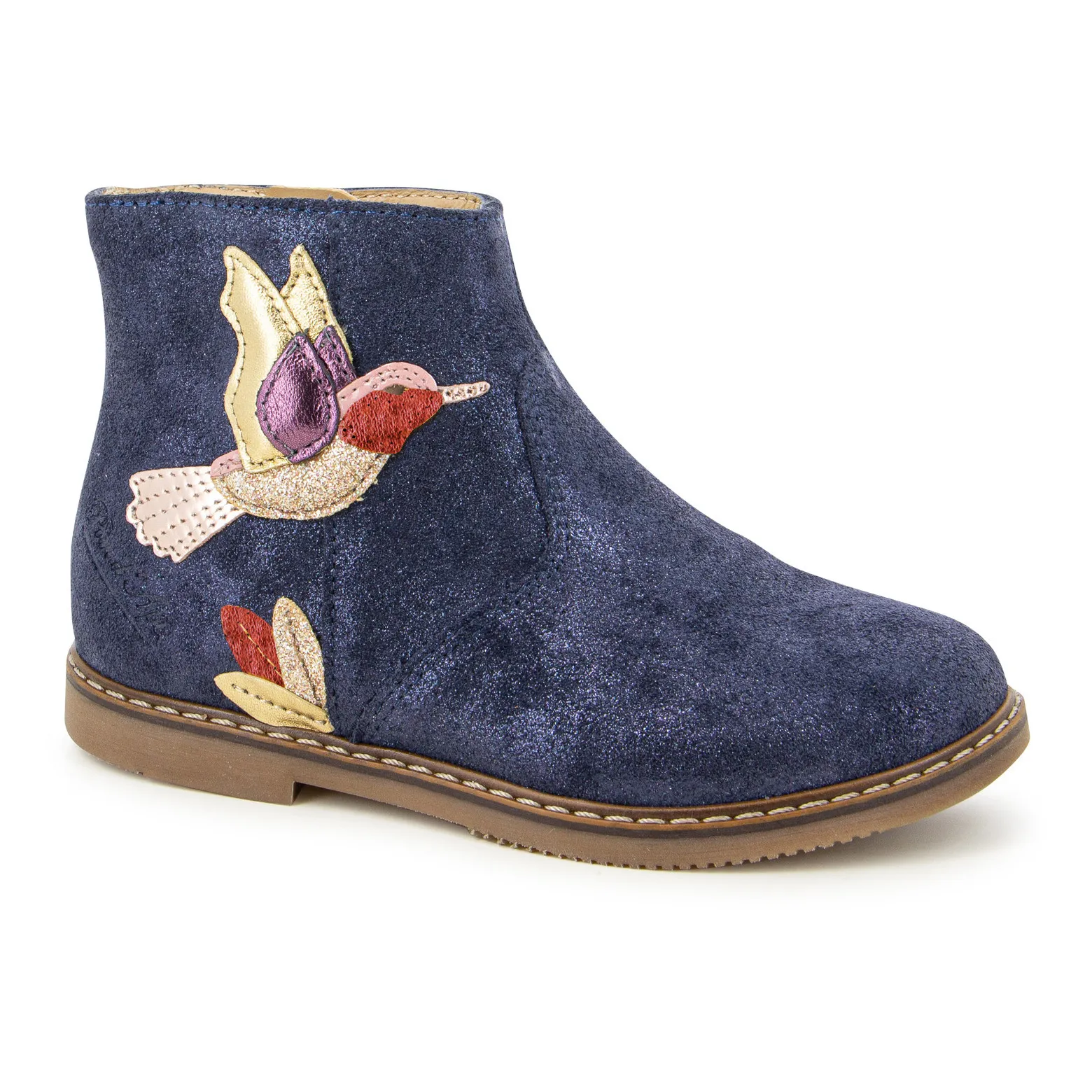 Pom D'api Navy Blue Colibri Zip City Ankle Boots