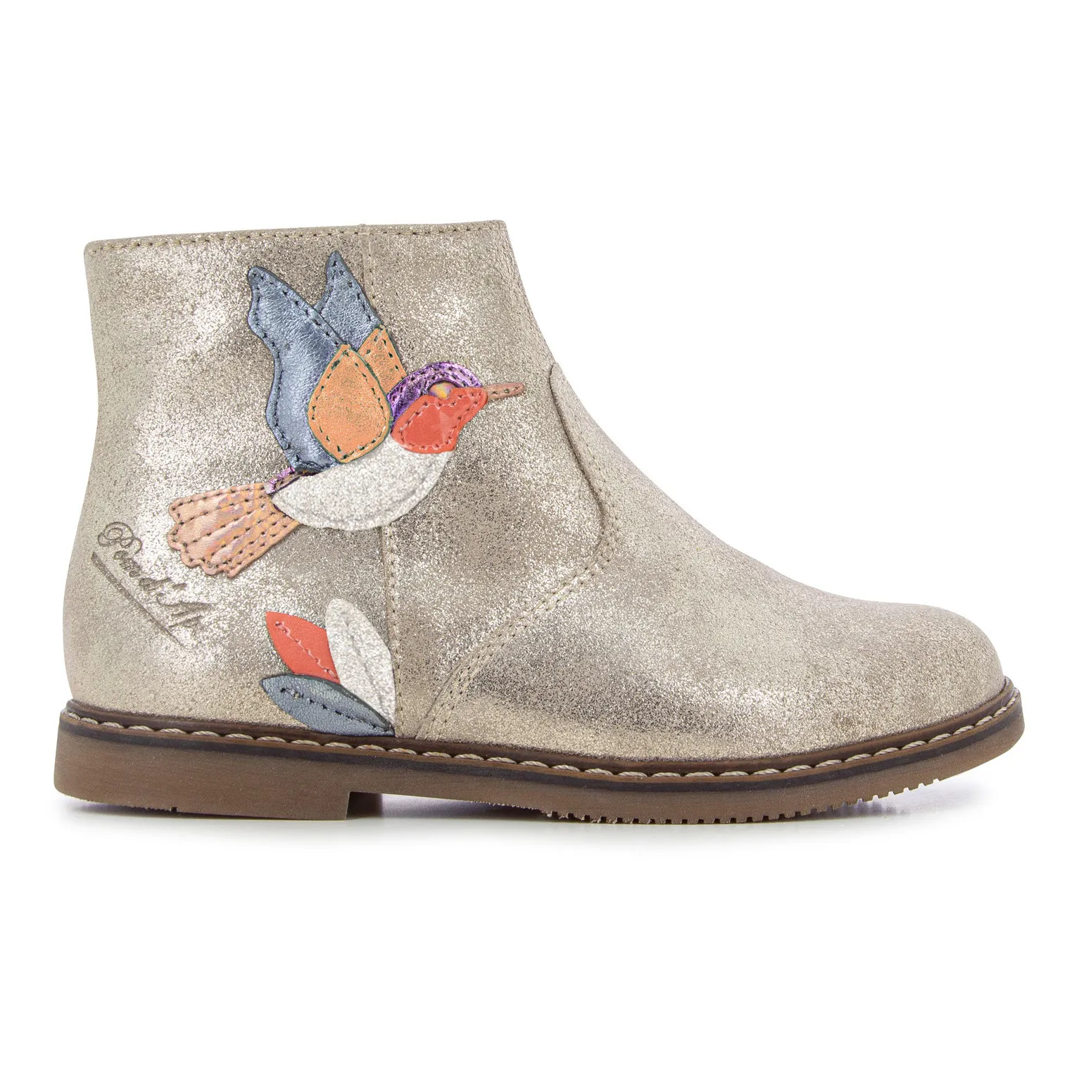 Pom D'api Gold Colibri Zip City Ankle Boots