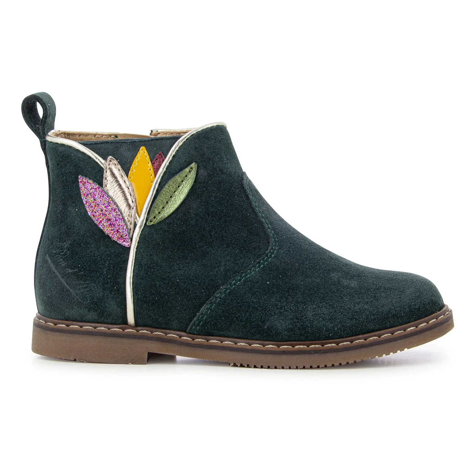 Pom D'api Dark Green City Flora Zip-Up Ankle Boots