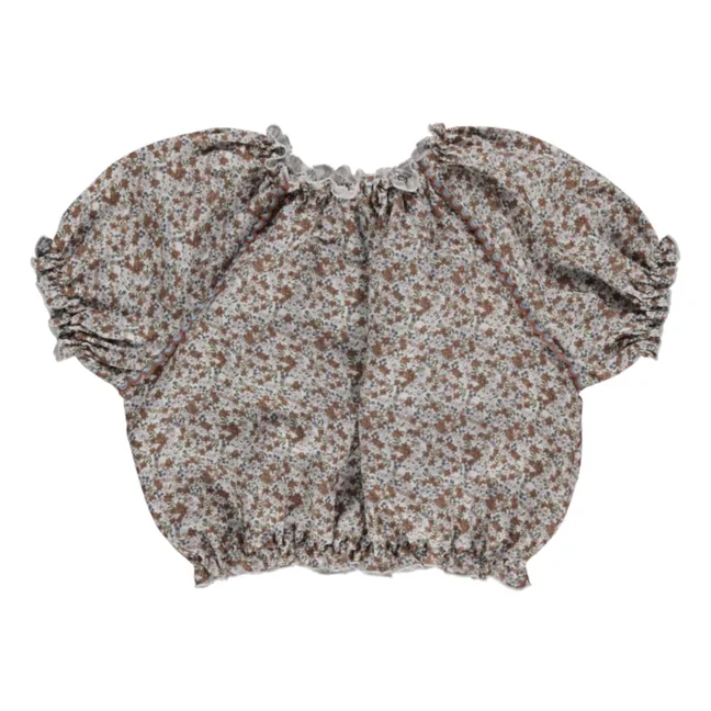 Blusa corta floral de algodón orgánico Josephine | Beige