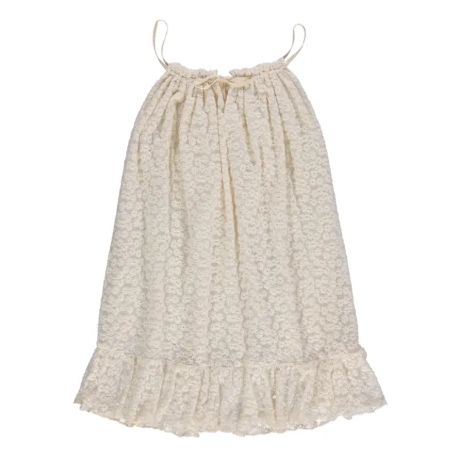 Vestido floral de algodón ecológico Lace Daisies | Crudo