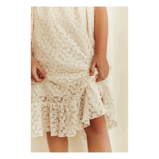 Lace Daisies Organic Cotton Floral Dress | Ecru