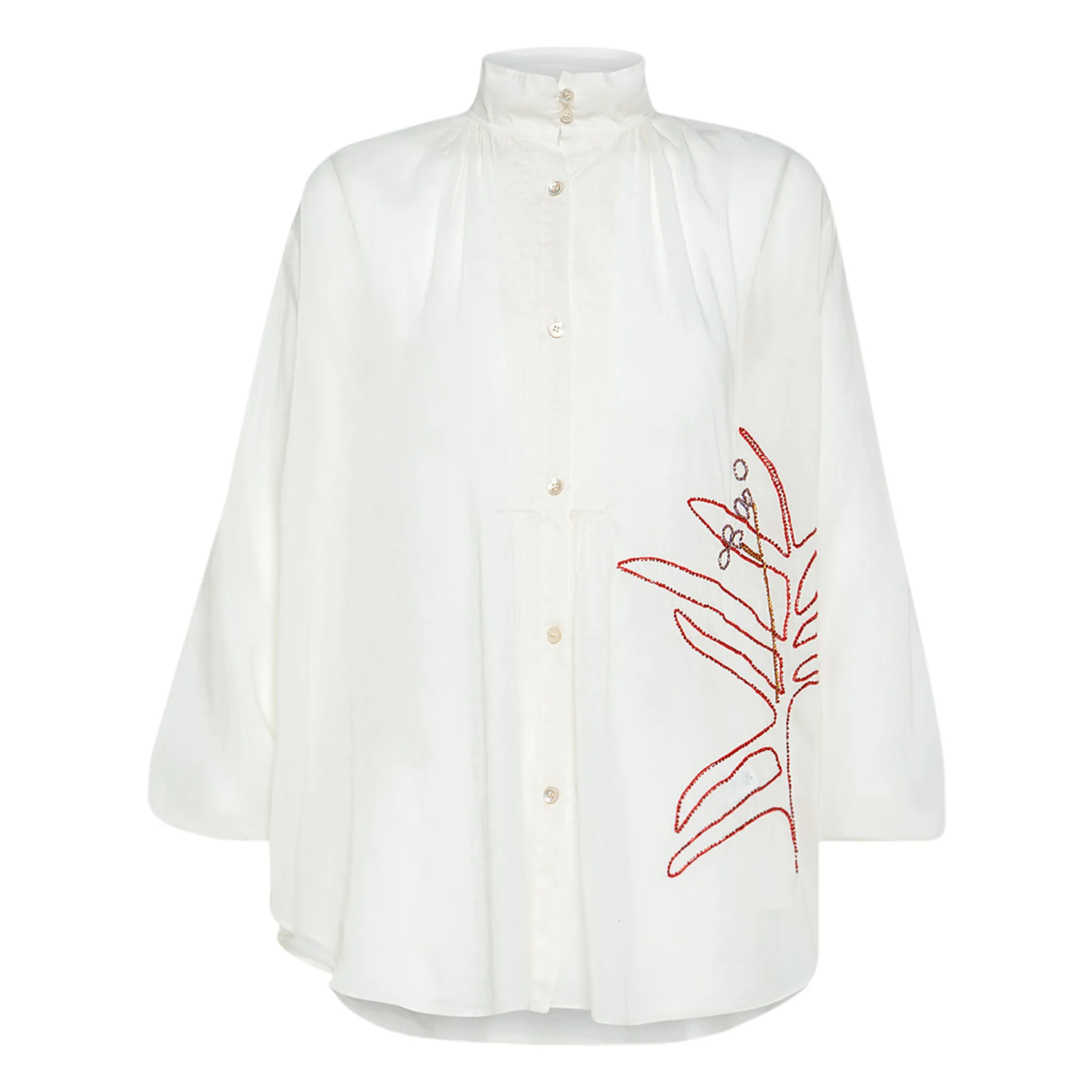 Forte Forte White Bohemian Cotton And Silk Voile Embroidered Blouse