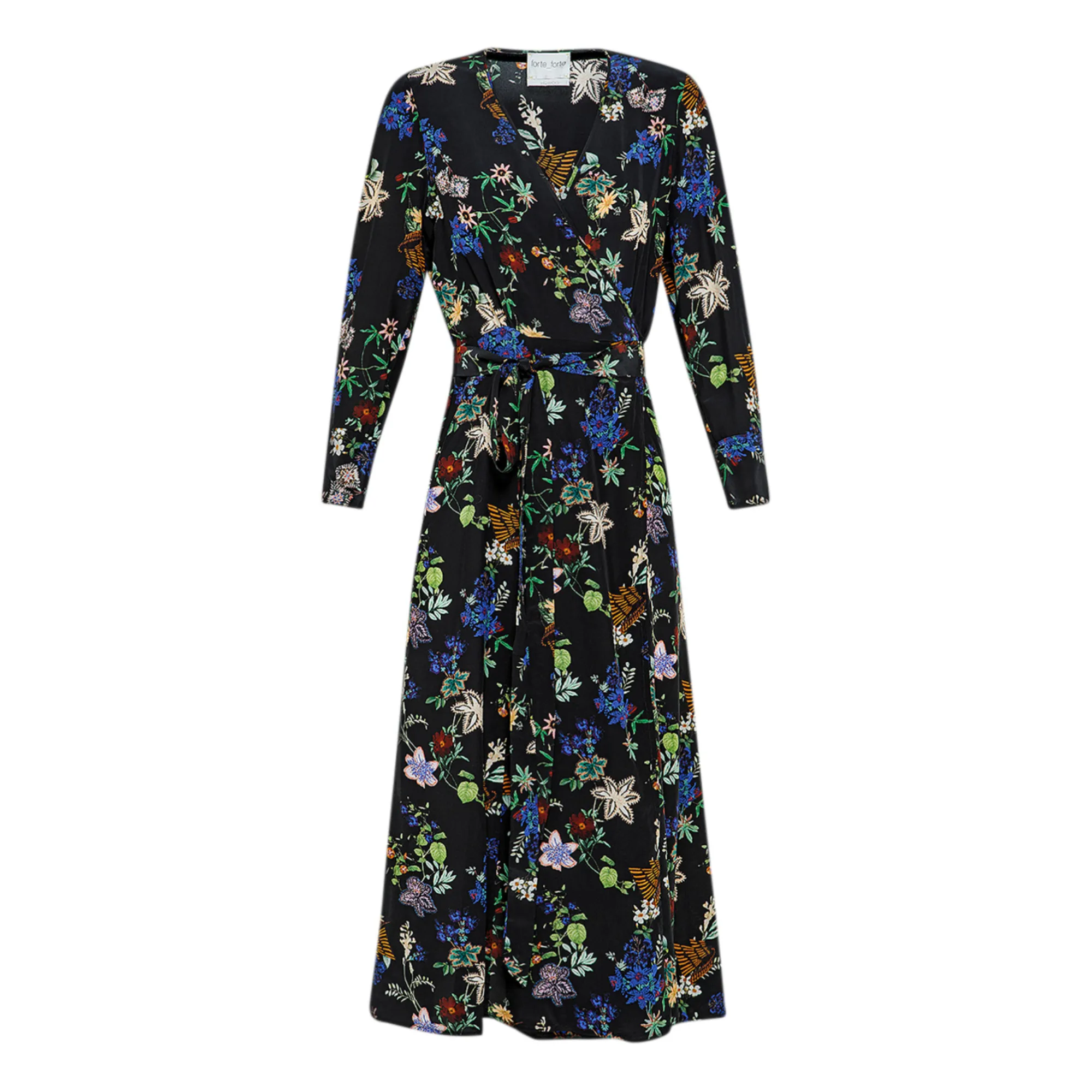 Forte Forte Blue Black 'Belle De Jour' Silk Crepe De Chine Dress