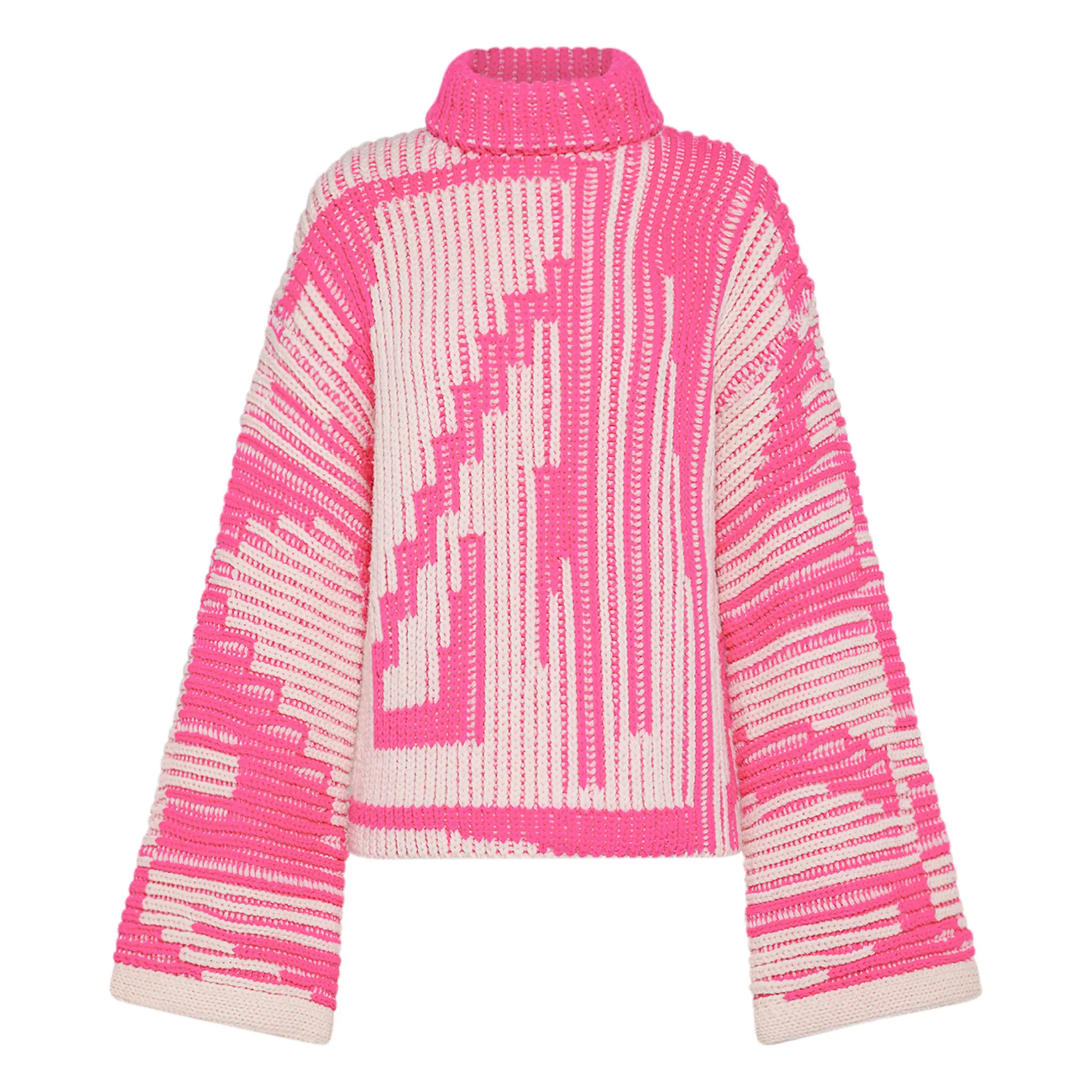 Forte Forte Magenta Intarsia Oversize Virgin Wool Pullover