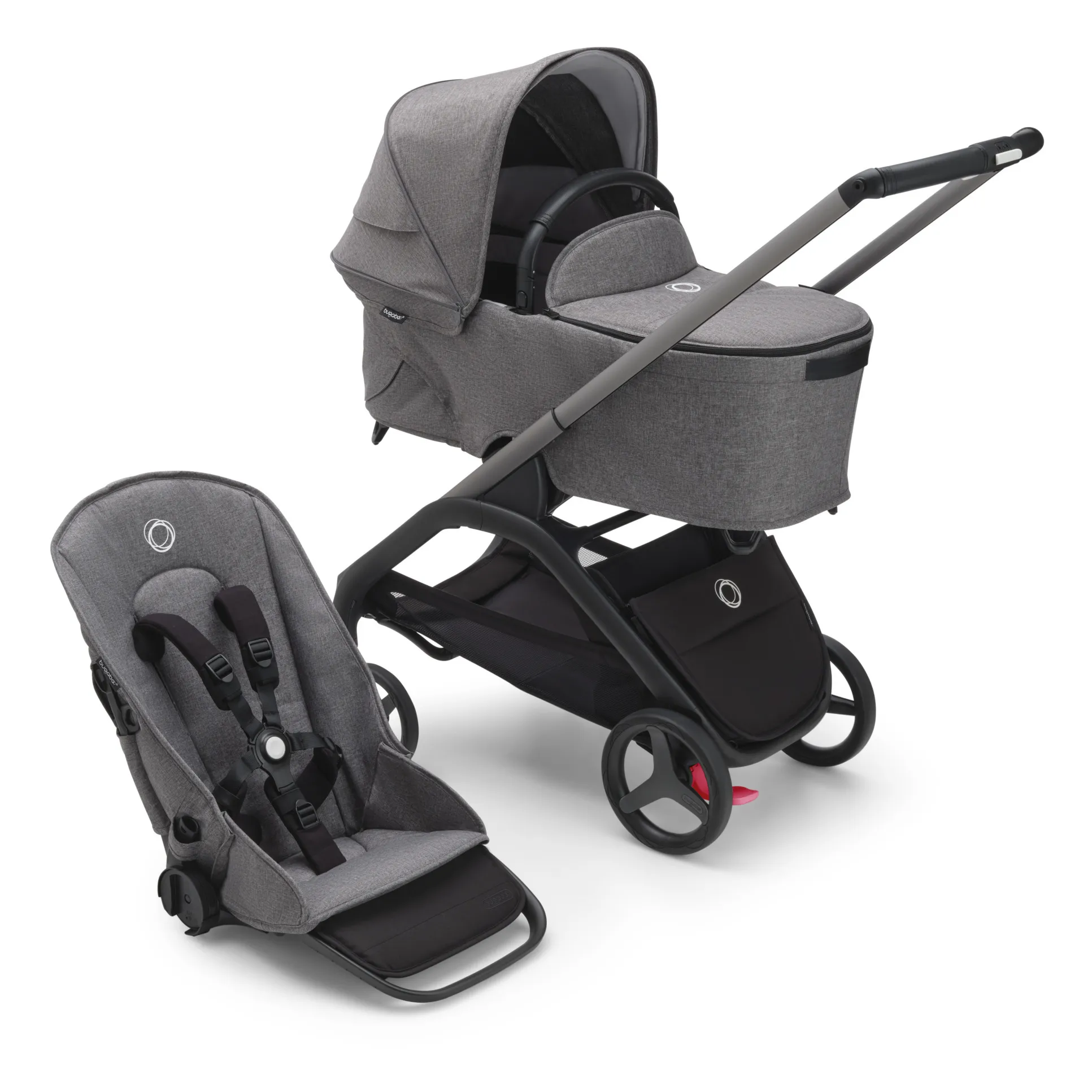 Placeholder vidéo du produit : Bugaboo Dragonfly Poussette citadine complète châssis graphite | Gris chiné