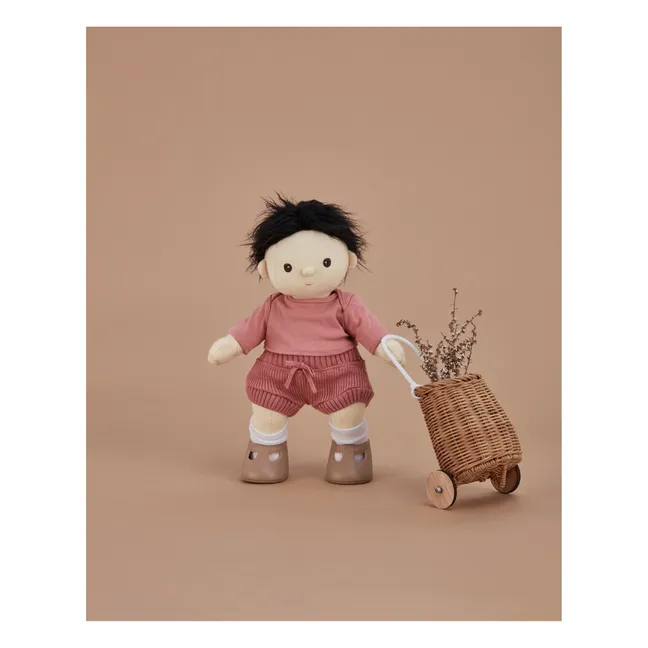 Luggy Rattan Wheeled Doll Basket