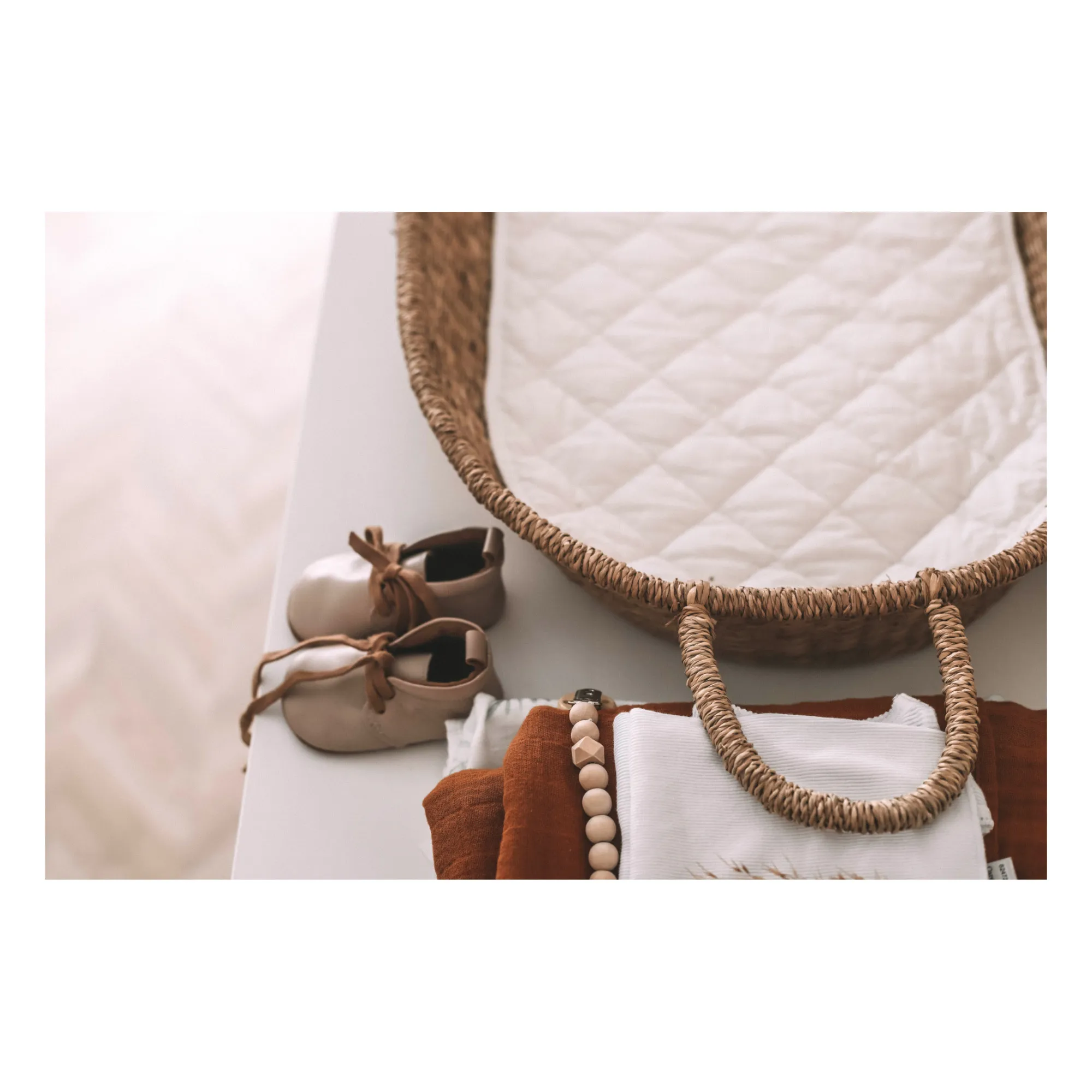 Matelas à langer Lux pour panier | Blanc- Image produit n°1
