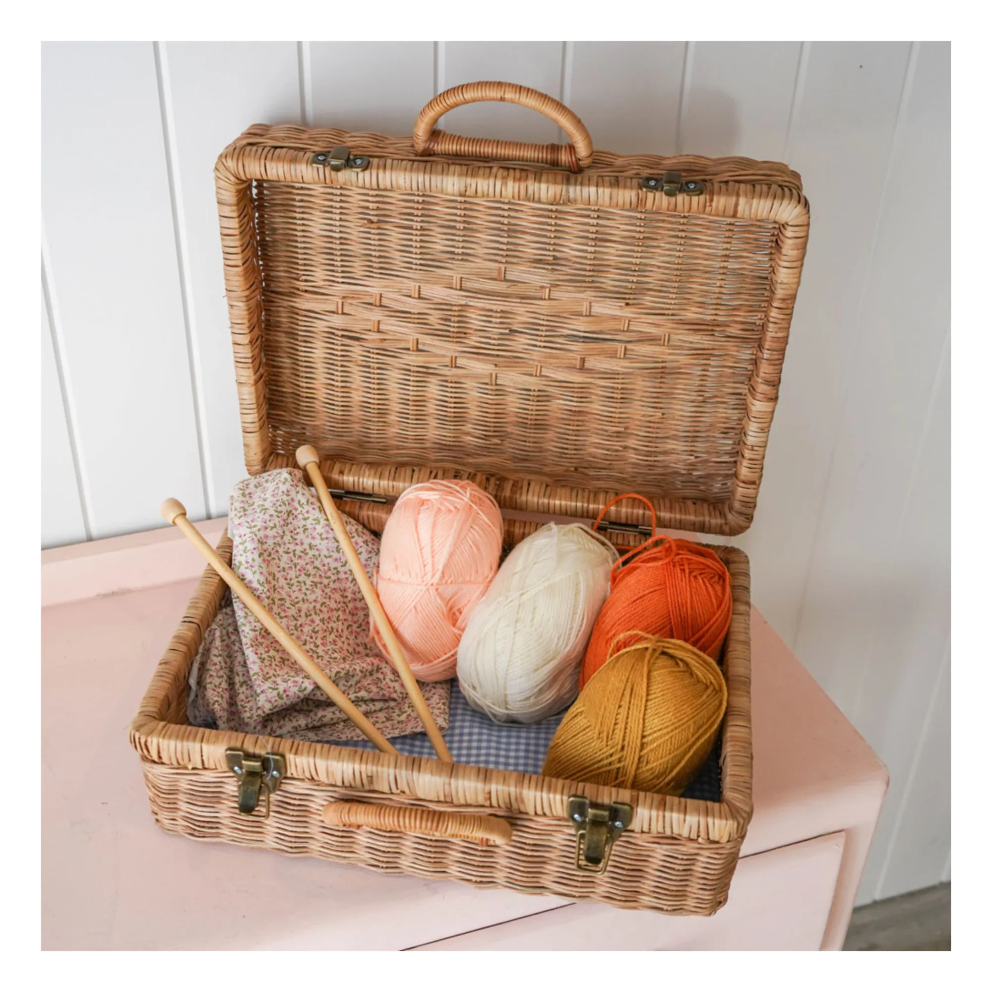 Olli Ellaトランクバスケット Olli Ella - Toaty Trunk Rattan Suitcase | Smallable