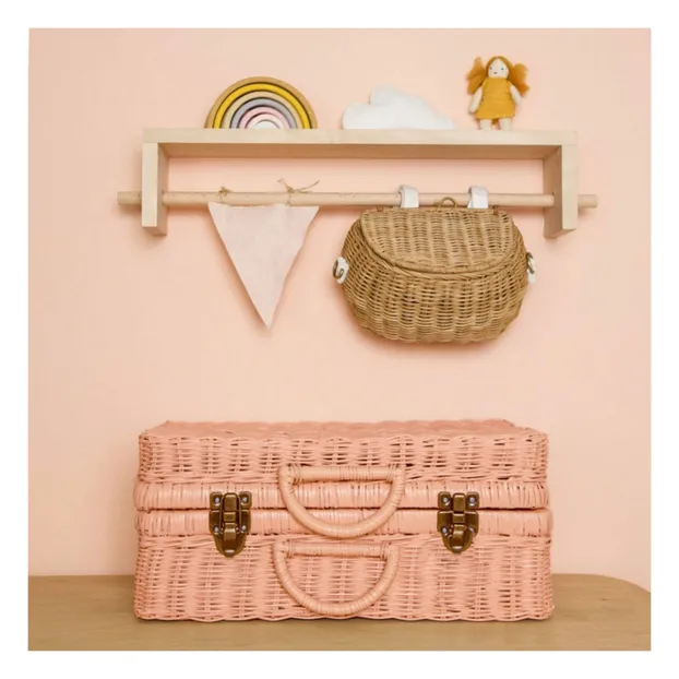Olli Ella - Toaty Trunk Rattan Suitcase - Pink | Smallable