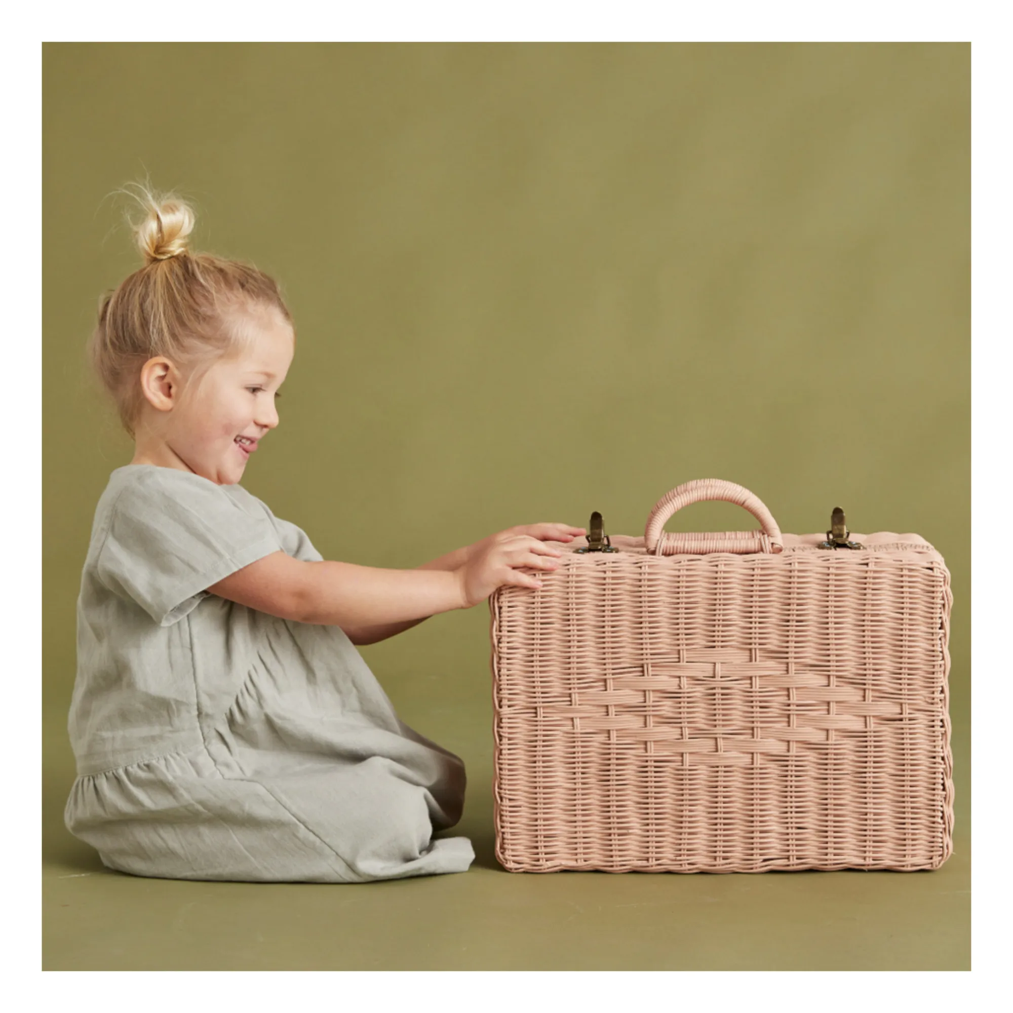 Olli Ella - Toaty Trunk Rattan Suitcase - Pink | Smallable