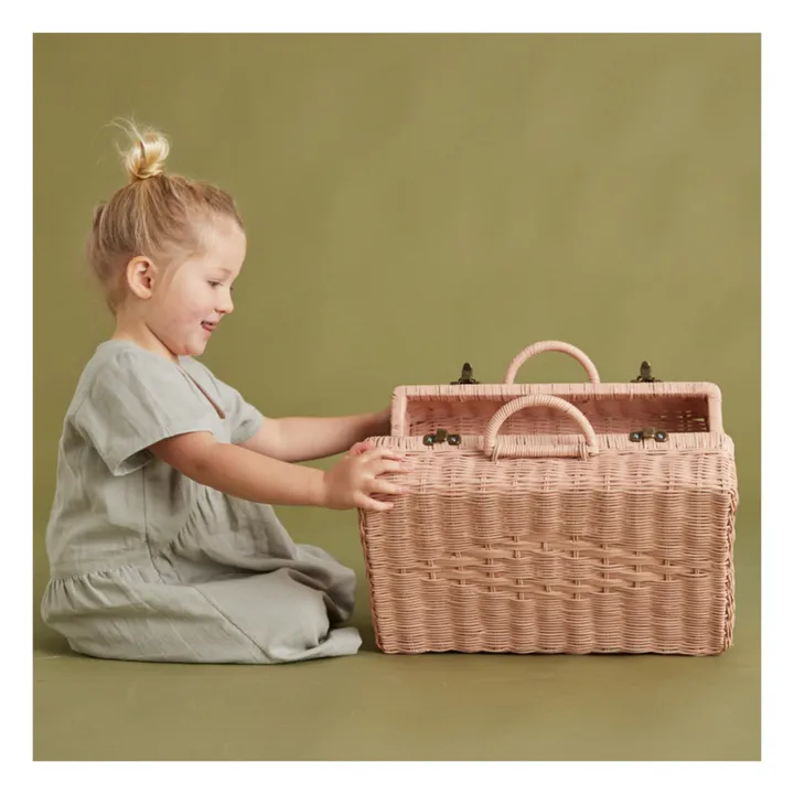 Toaty Trunk Rattan Suitcase | Pink- Product image n°6