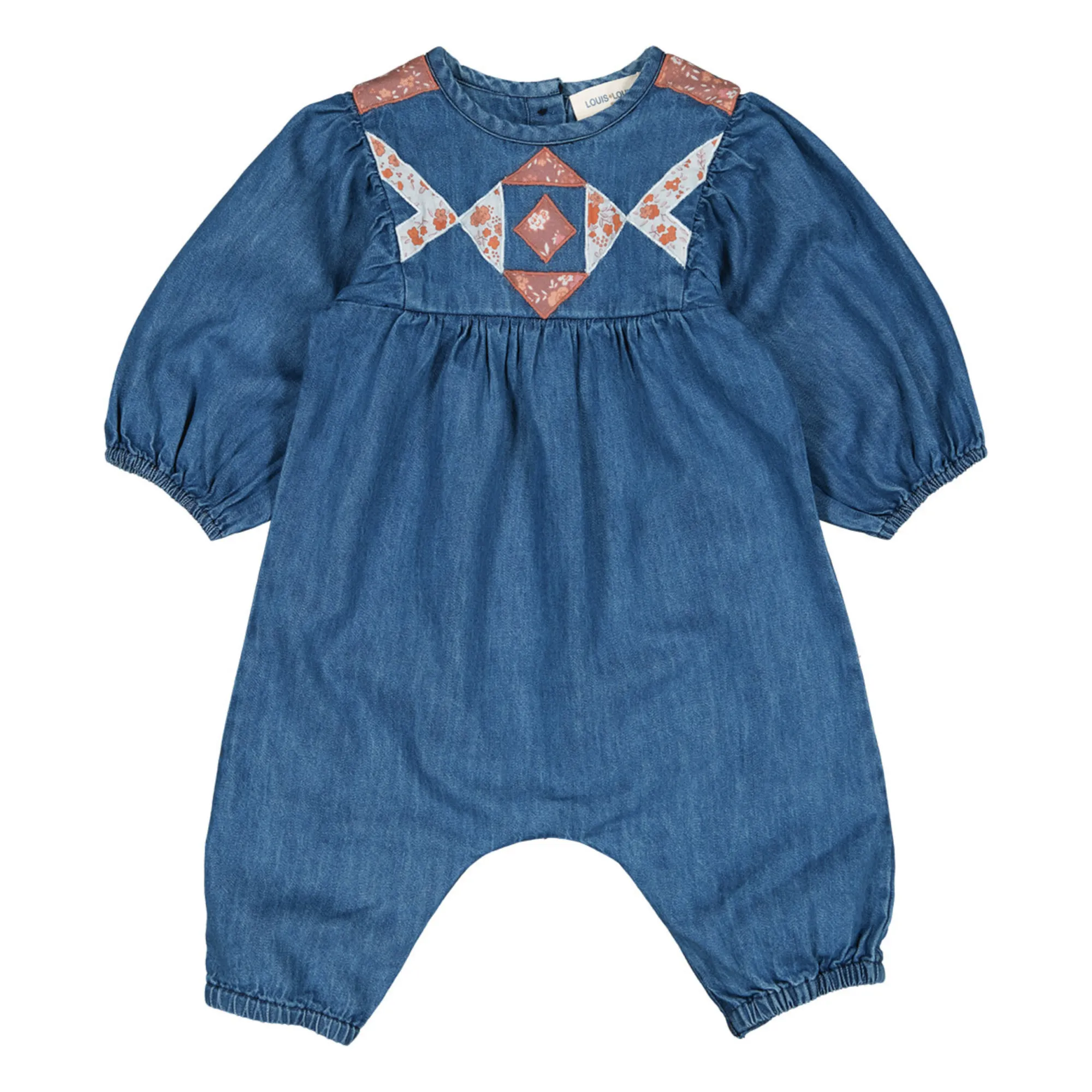 Louis Louise Denim Blue Boheme Denim Patchwork Jumpsuit