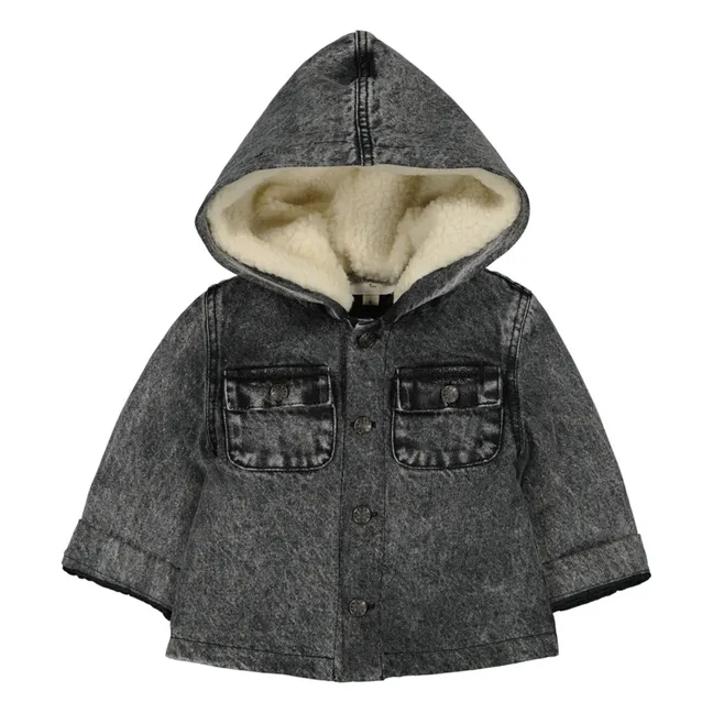 Denim Ice Hooded Coat | Denim grey