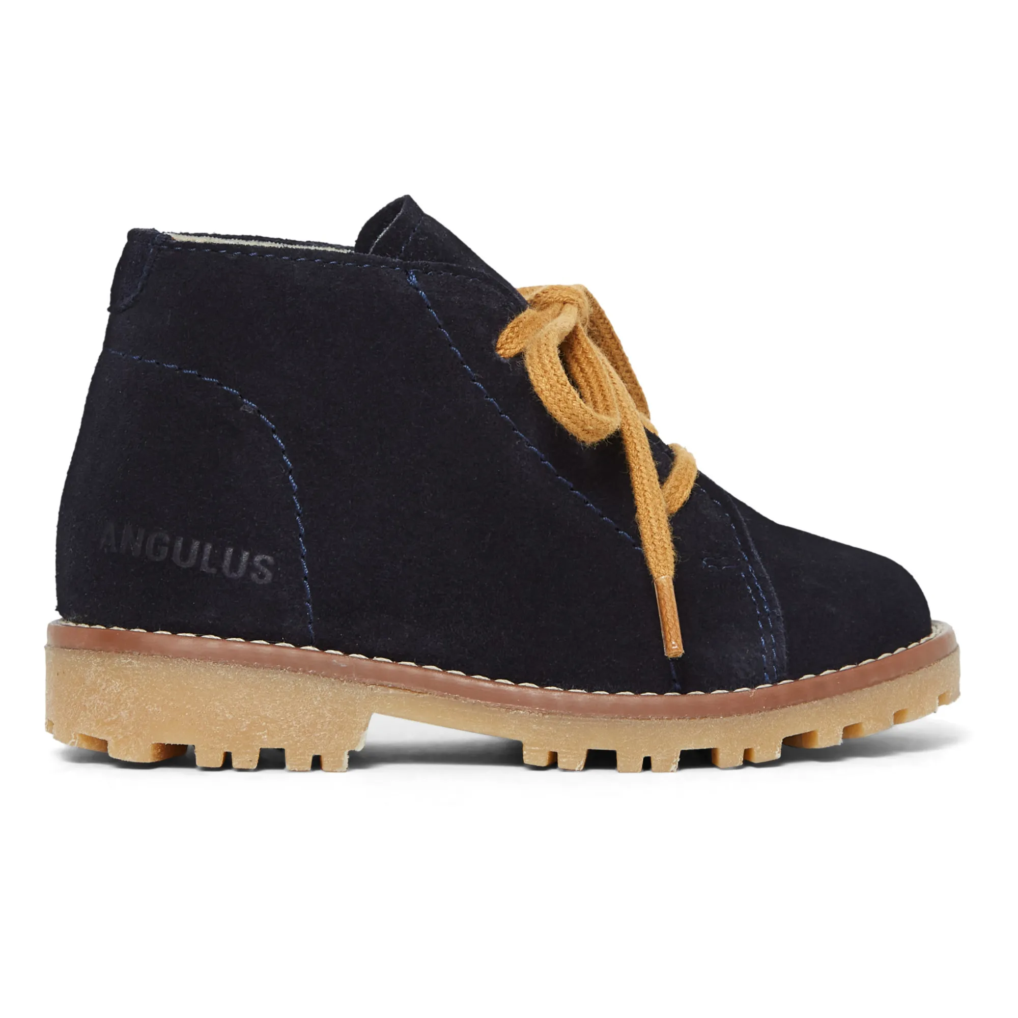 Angulus Navy Blue Suede Lace-Up Ankle Boots