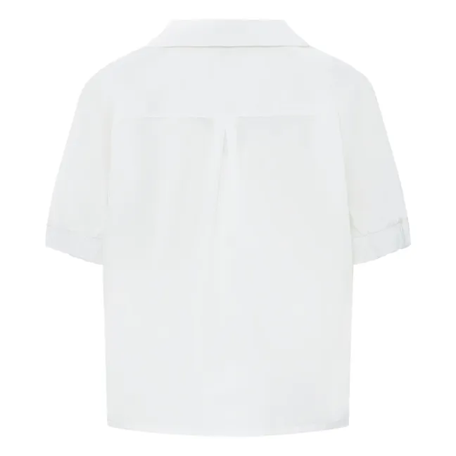 Chemise Femme à Manches Courtes en Popeline Organique | Blanc cassé