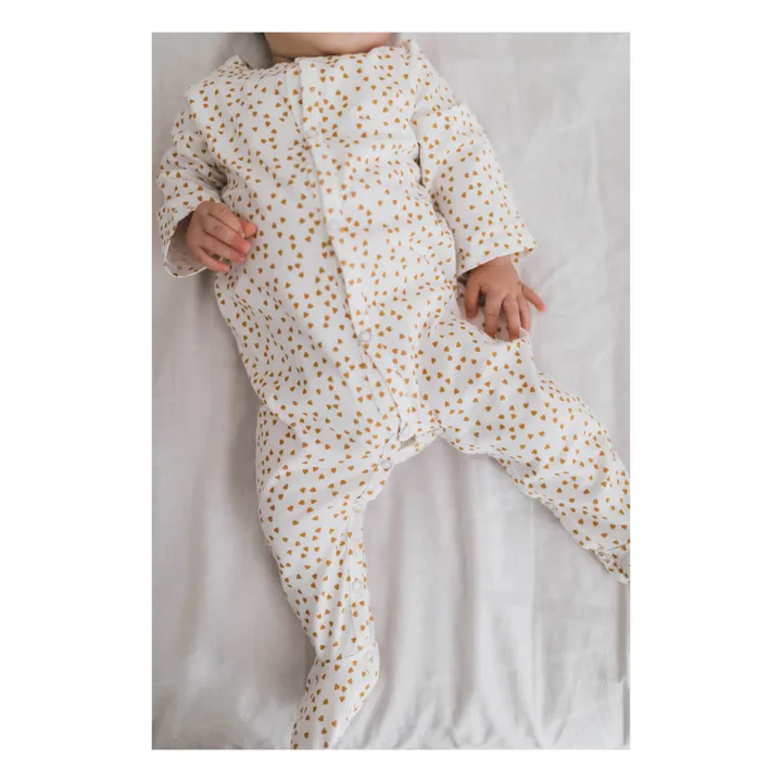 Amalia Jersey Mini Heart Footed Pyjamas | Mustard- Product image n°1