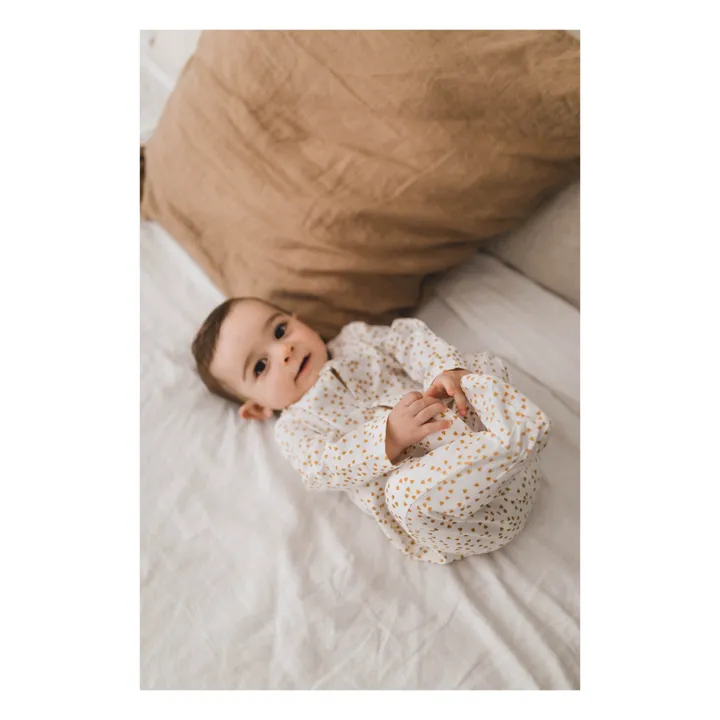Amalia Jersey Mini Heart Footed Pyjamas | Mustard- Product image n°3