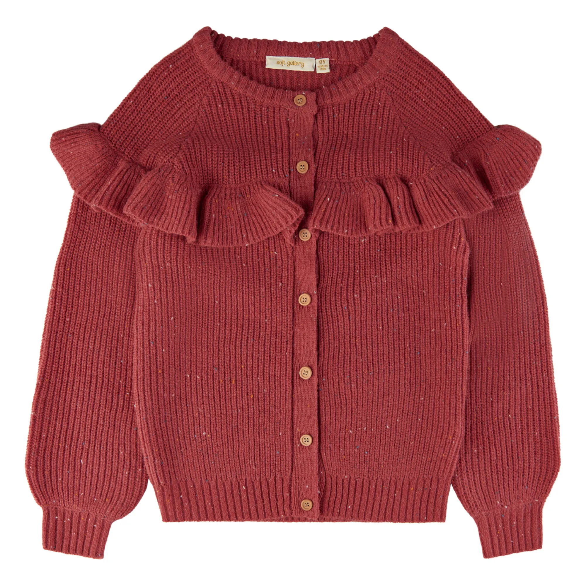 Soft Gallery Raspberry Red Jojo Ribbed Wool Cardigan