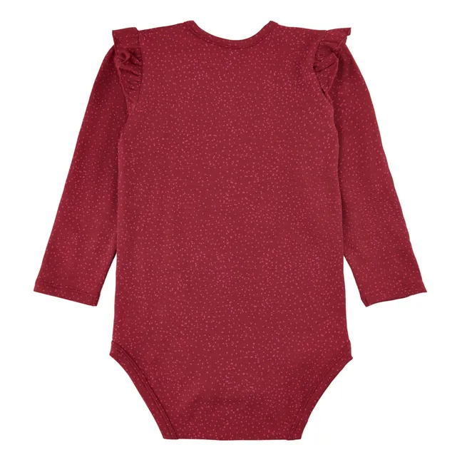 Fifi Organic Cotton Spotty Bodysuit | Dark red