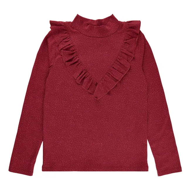 T-Shirt Coton Bio à Petits Pois Kayenne | Rouge foncé