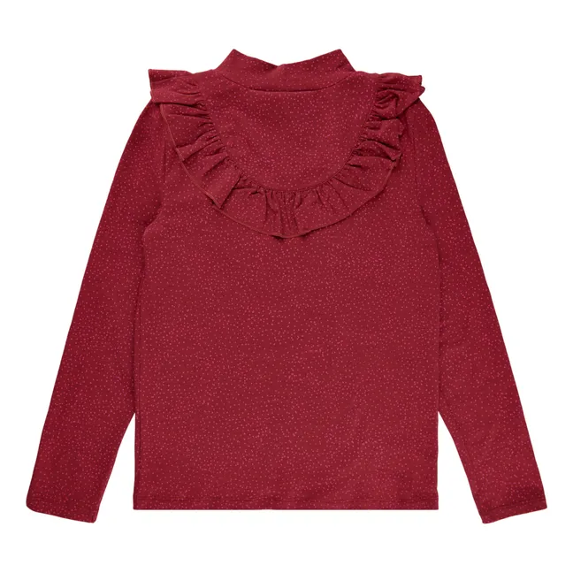 T-Shirt Coton Bio à Petits Pois Kayenne | Rouge foncé