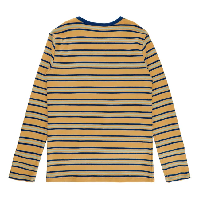 Marius Striped Organic Cotton T-Shirt | Yellow Curry colour