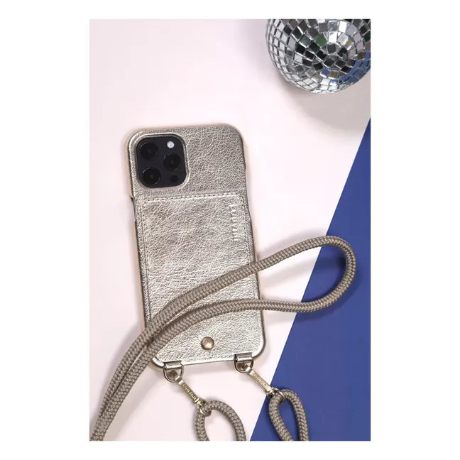 Lou Metallic Leather iPhone Case | Gold