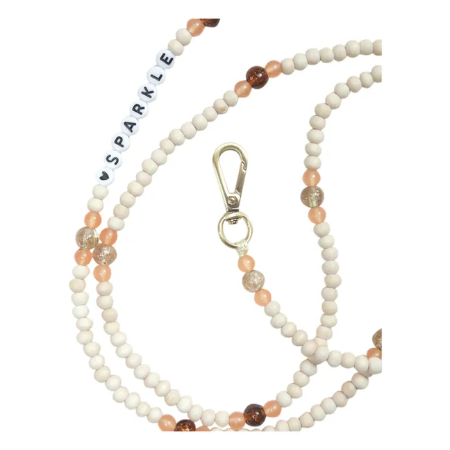 Arielle Sparkle Wooden Bead Phone Strap | Gold