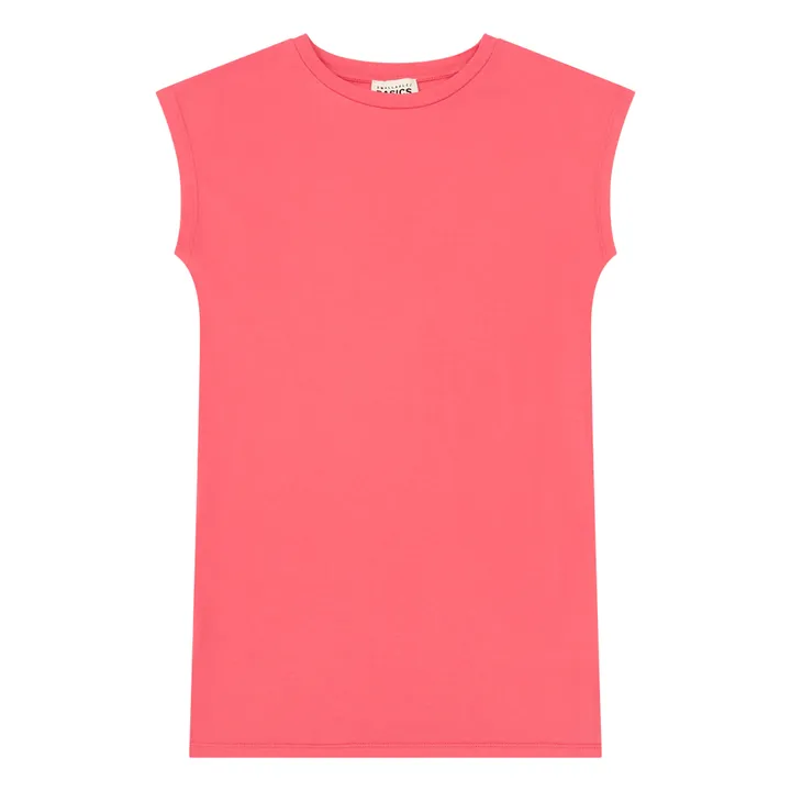 Girl's Organic Cotton Tank Dress With Slits | Coral- Product image n°0