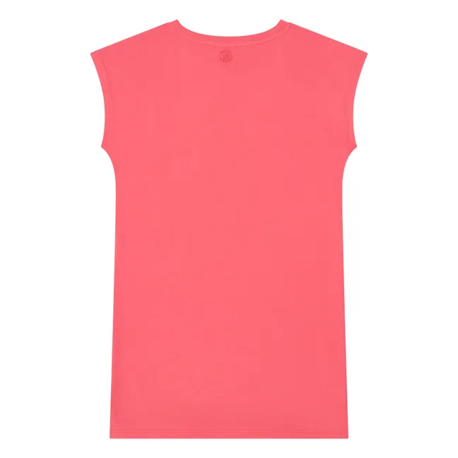 Girl's Organic Cotton Tank Dress With Slits | Coral