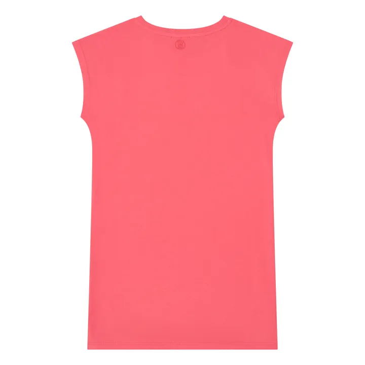 Girl's Organic Cotton Tank Dress With Slits | Coral- Product image n°2
