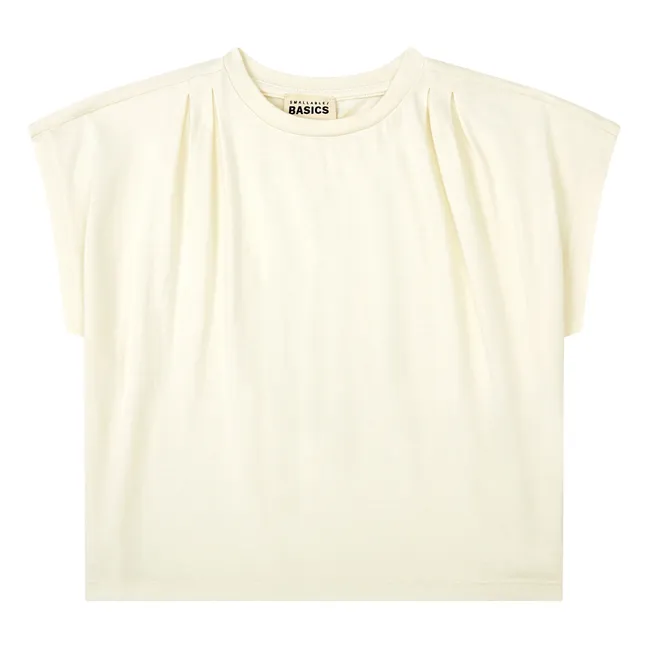 Plissee-T-Shirt für Mädchen aus Bio-Baumwolle | Grauweiß