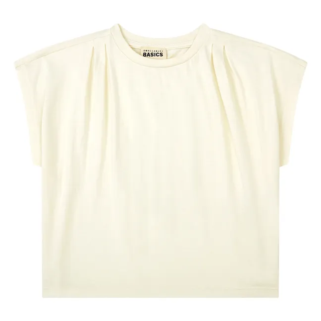 T-Shirt Plissé Fille Coton Bio | Blanc cassé