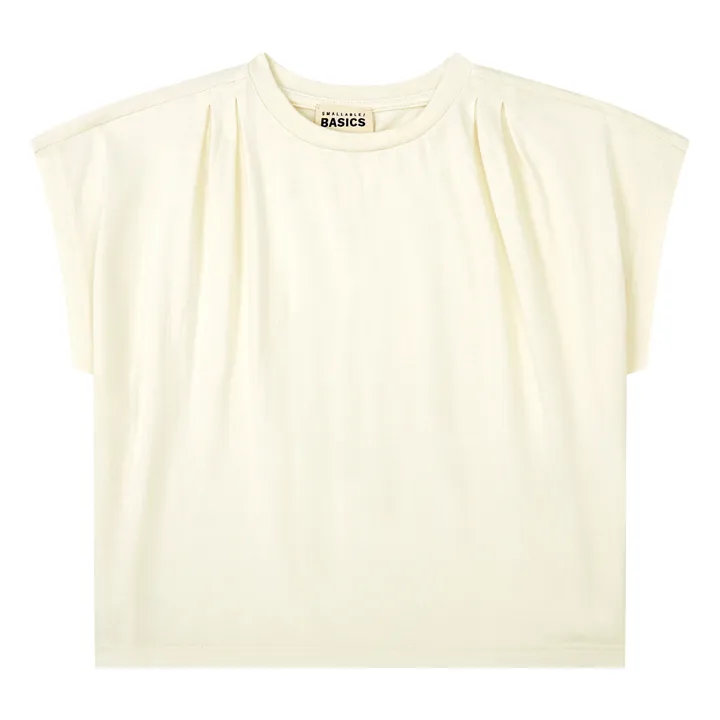 T-Shirt Plissé Fille Coton Bio | Blanc cassé- Image produit n°0