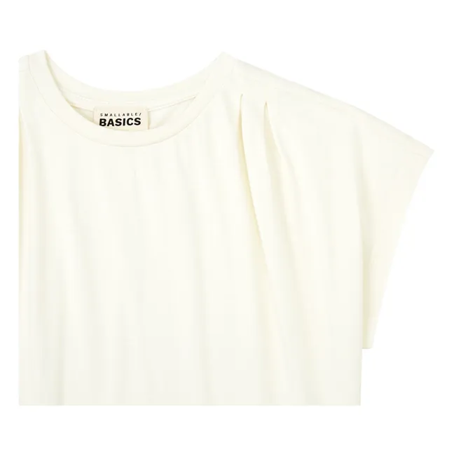 Plissee-T-Shirt für Mädchen aus Bio-Baumwolle | Grauweiß