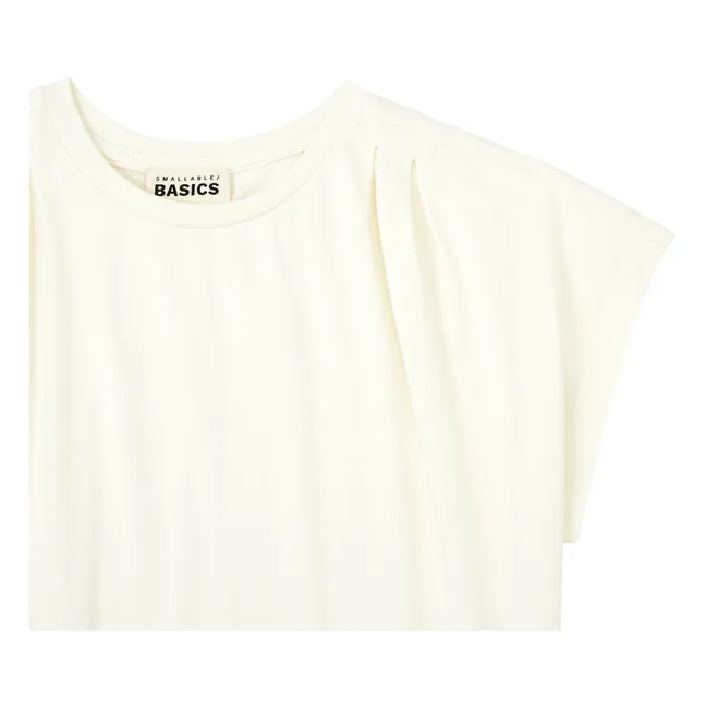 T-Shirt Plissé Fille Coton Bio | Blanc cassé